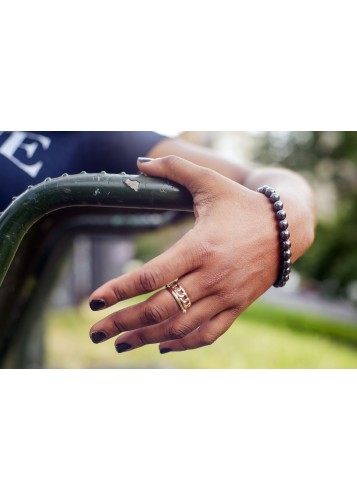 Bracelet léger en perles noires Onyx