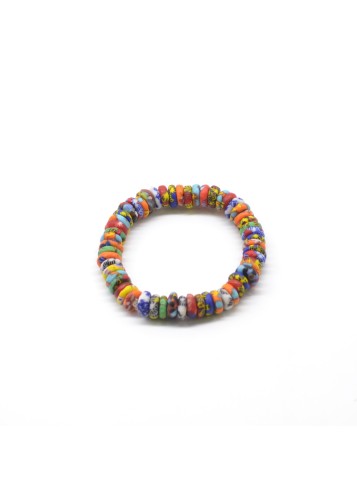 Bracelet ethnique en terre cuite multicolore