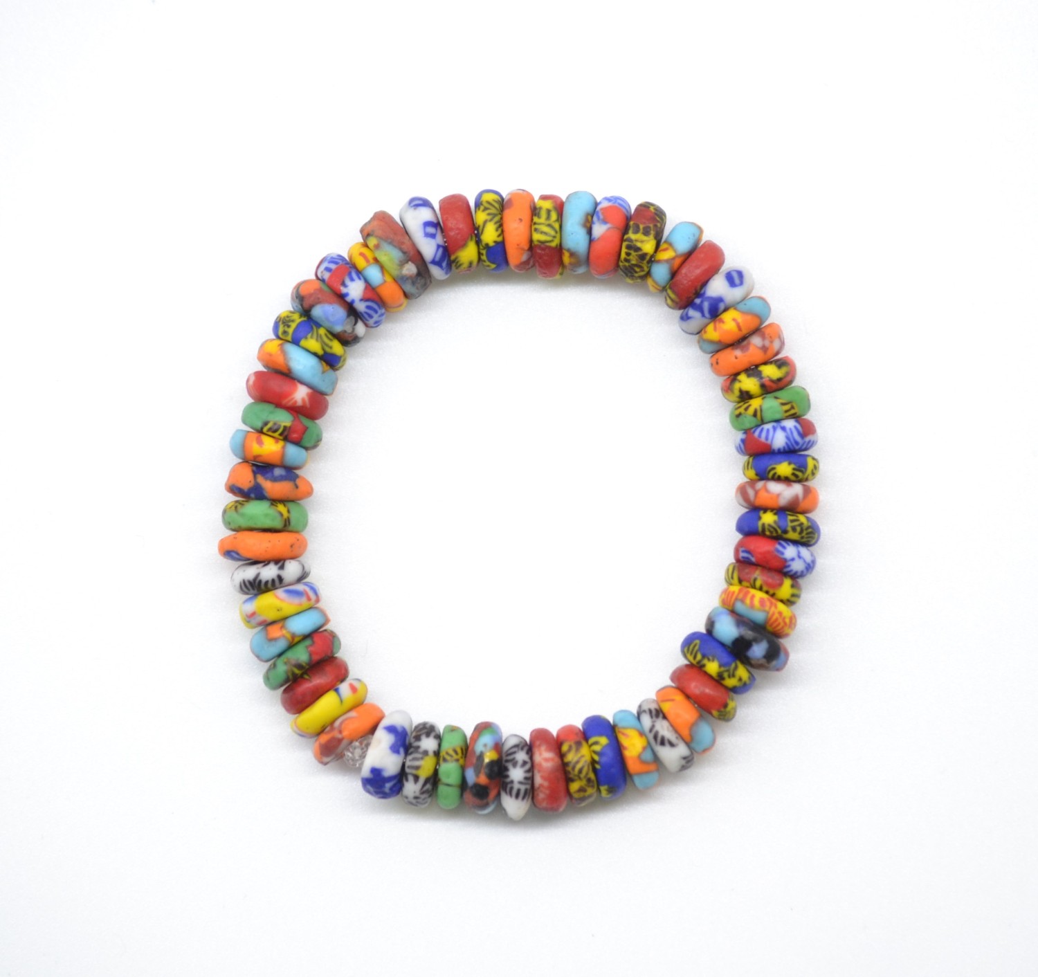 Bracelet ethnique en terre cuite multicolore