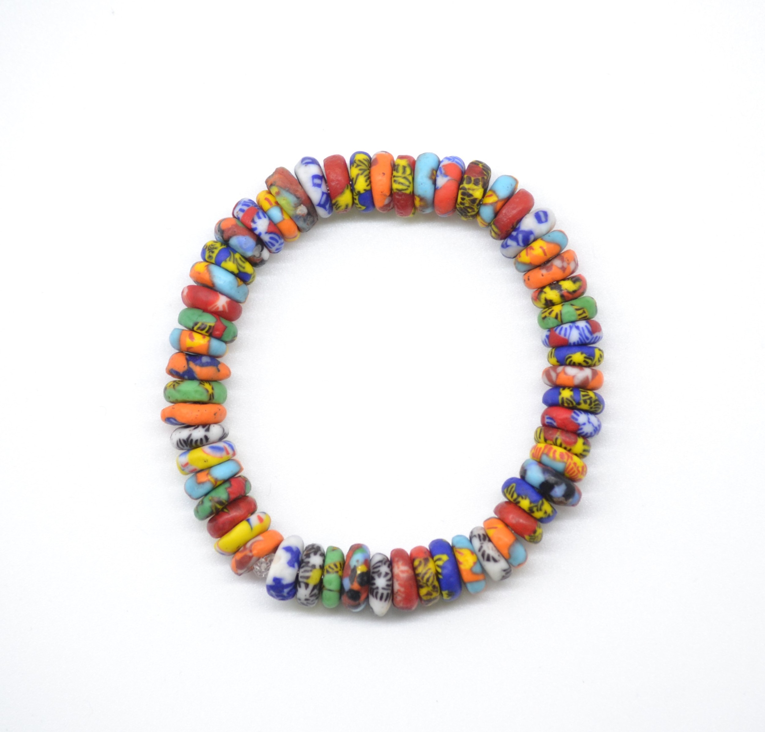 Bracelet ethnique en terre cuite multicolore