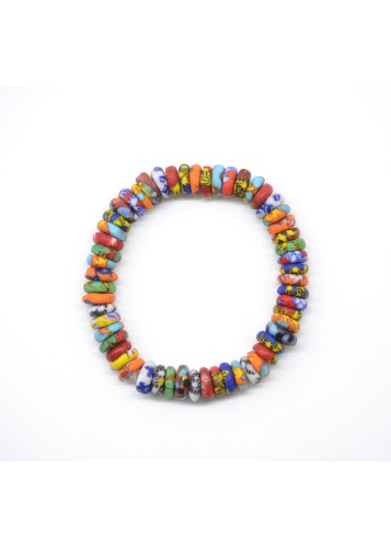 Bracelet ethnique en terre cuite multicolore