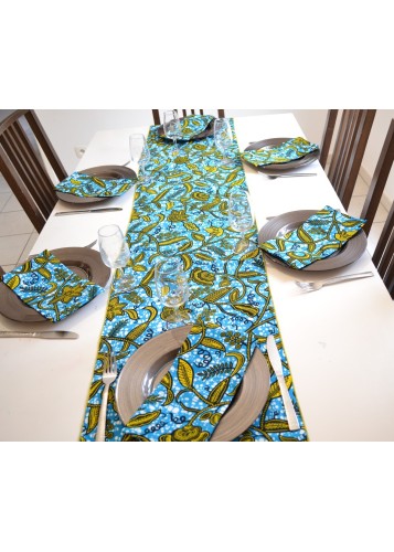 Parure de table avec chemin de table et serviettes en wax