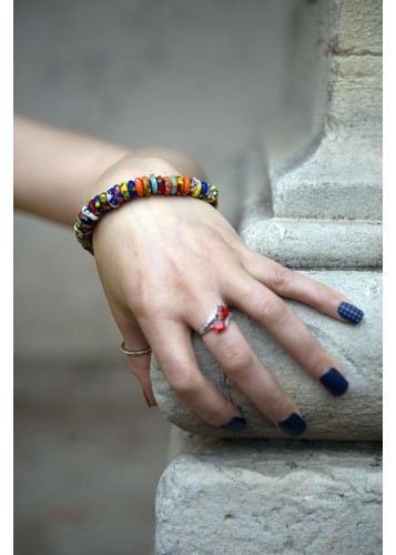 Bracelet ethnique en terre cuite multicolore