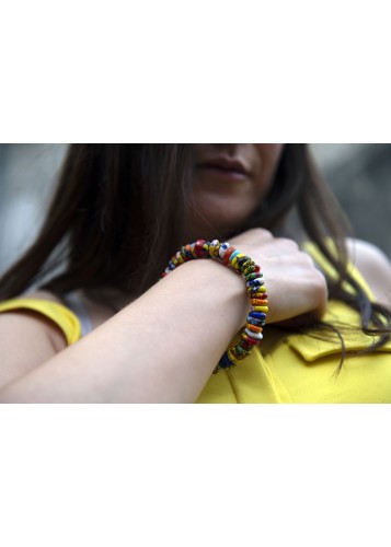 Bracelet ethnique en terre cuite multicolore