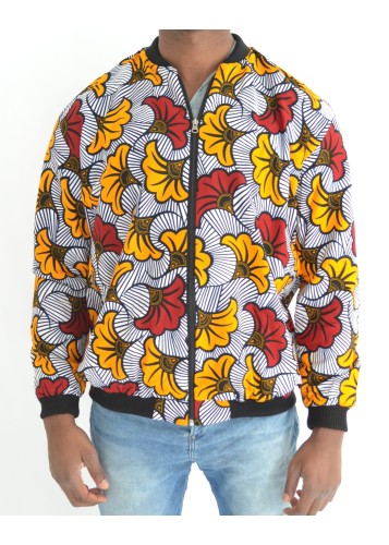 Bombers en tissu Wax motif "fleurs de mariage"
