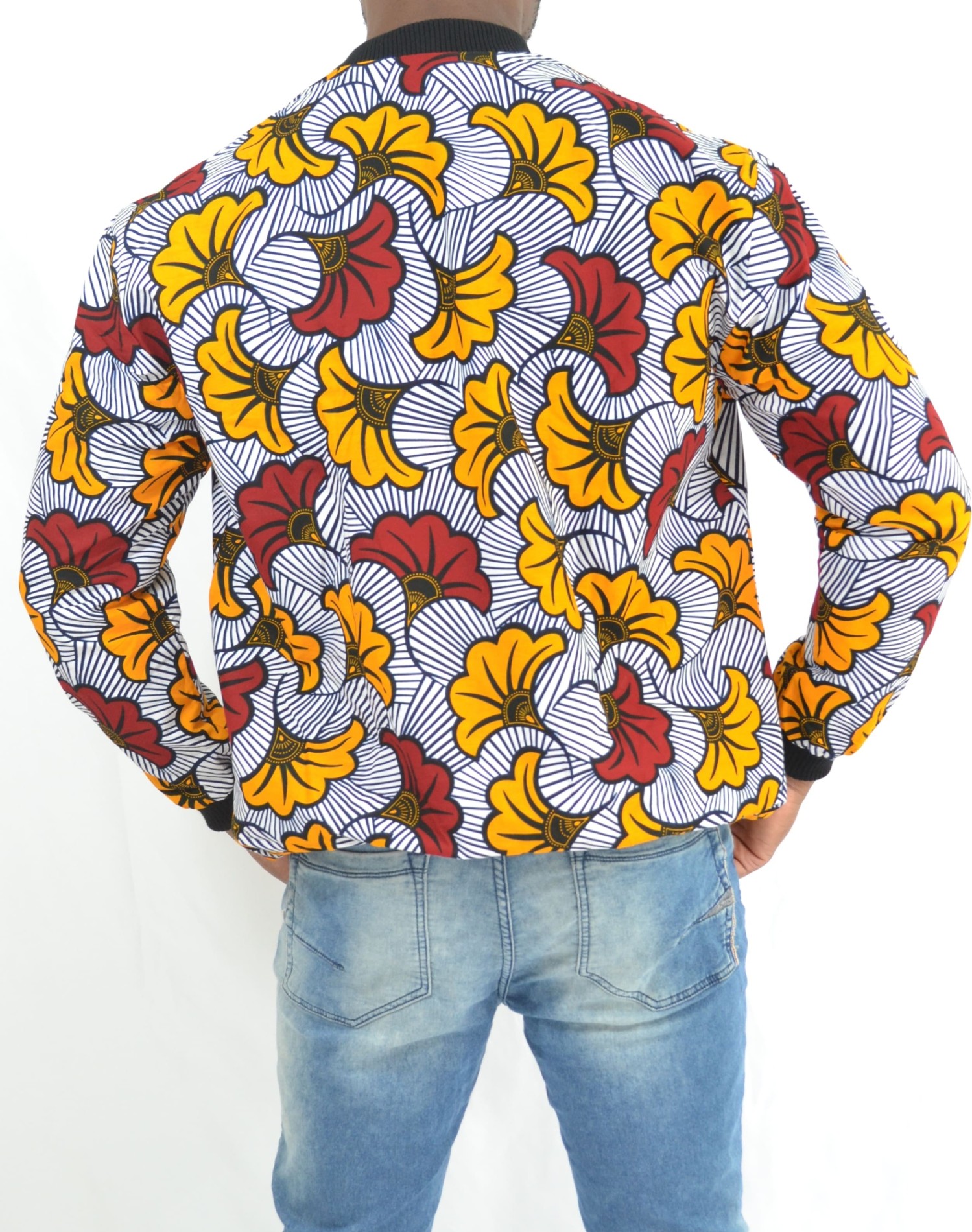 Bombers en tissu Wax motif "fleurs de mariage"