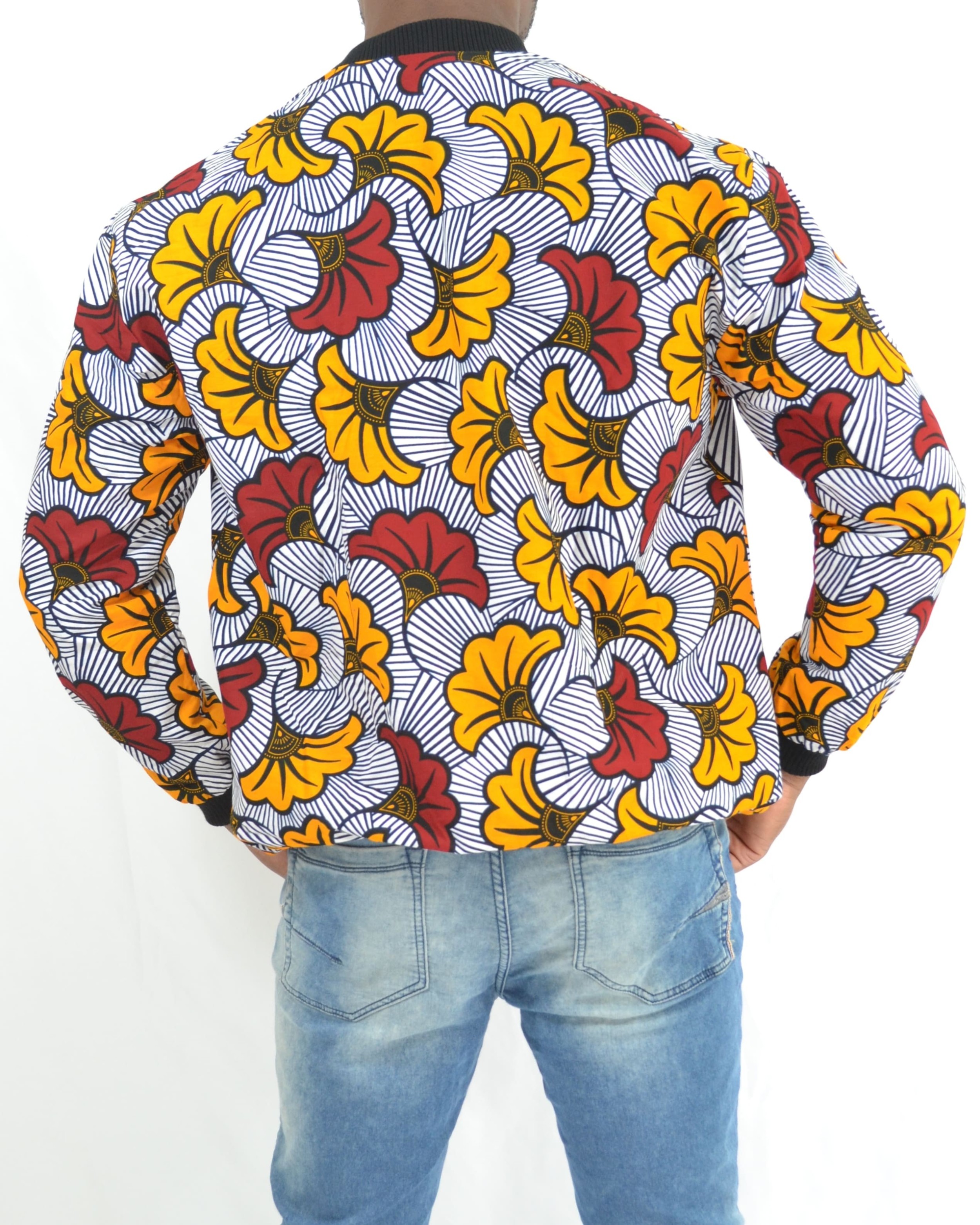 Bombers en tissu Wax motif "fleurs de mariage"