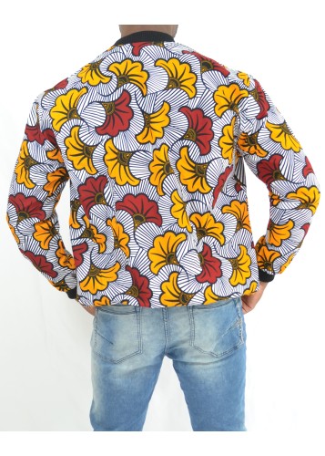 Bombers en tissu Wax motif "fleurs de mariage"