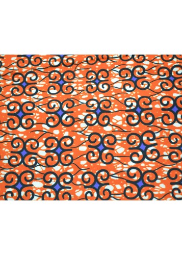 Tissu Wax orange au Mètre - STANDARD