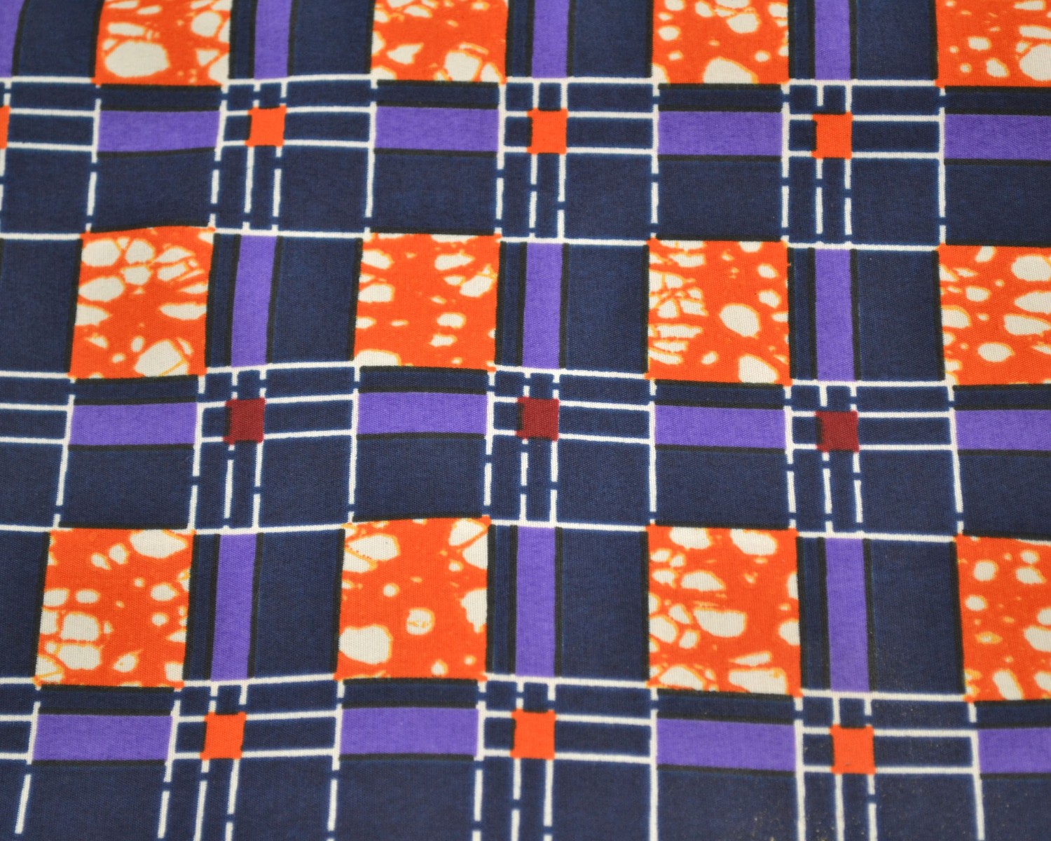 Tissu Wax violet et orange au Mètre - STANDARD