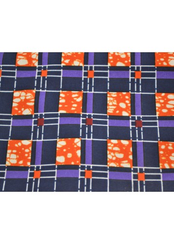 Tissu Wax violet et orange au Mètre - STANDARD