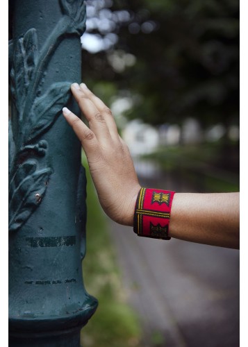 Bracelet manchette en wax et métal