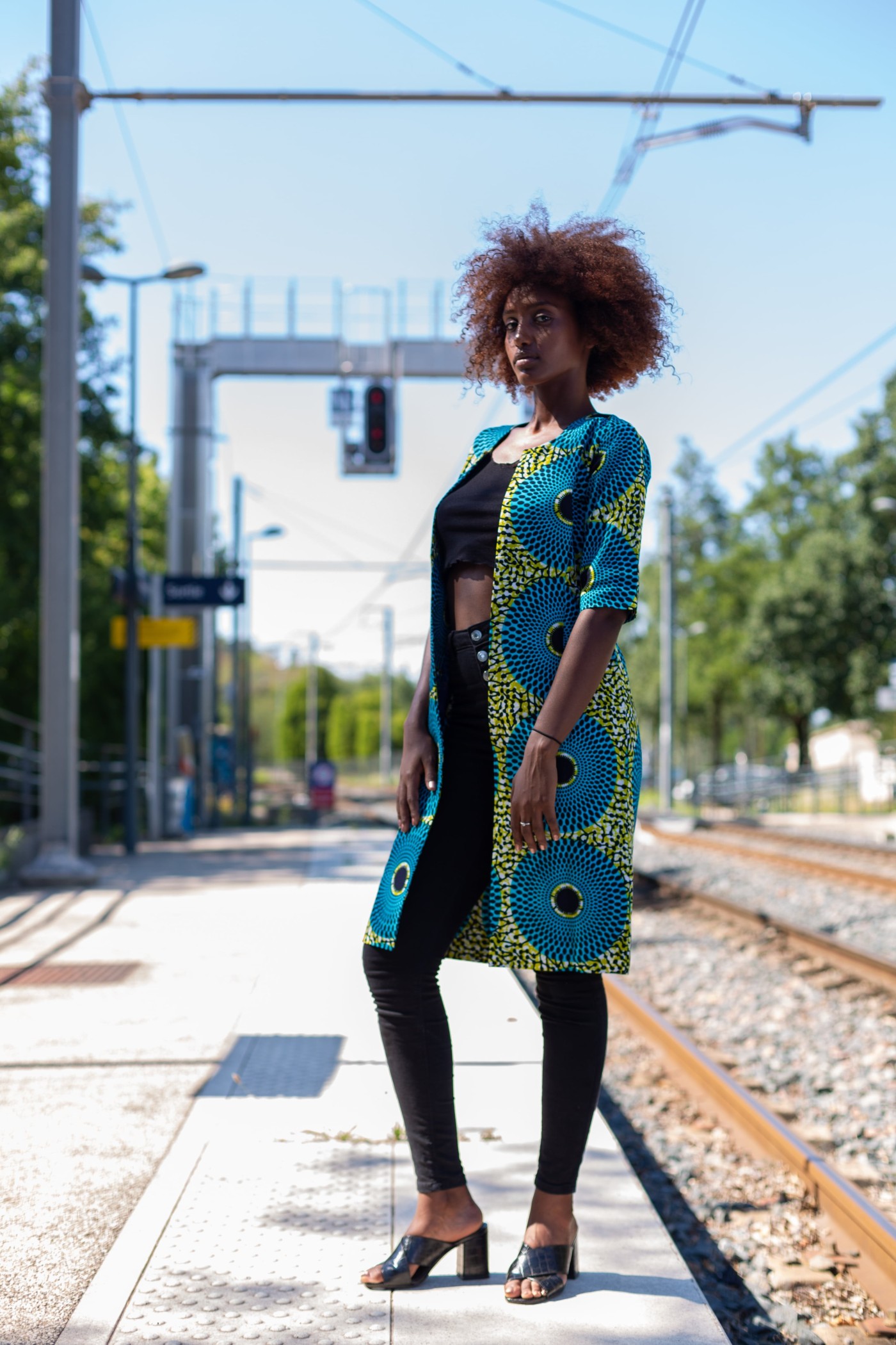 Veste de tailleur longue en tissu wax Veste de tailleur longue en tissu wax