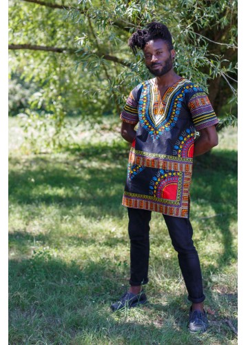 Chemise en wax motif Daïshiki