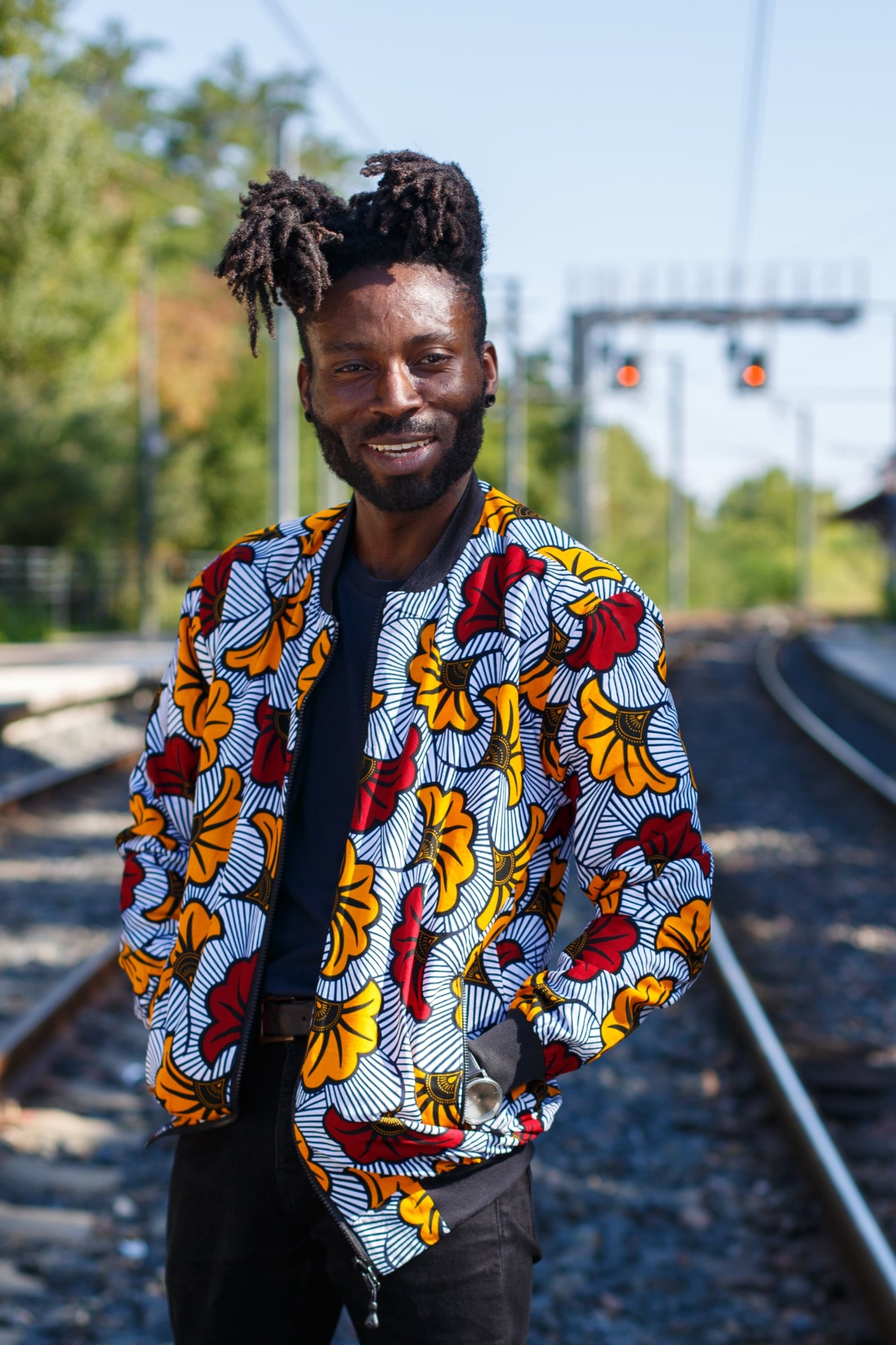 Bombers en tissu Wax motif "fleurs de mariage"