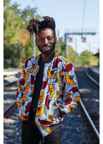 Bombers en tissu Wax motif "fleurs de mariage"