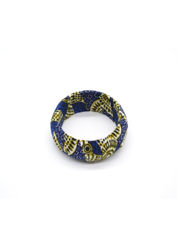 Bracelet rond en tissu wax bleu et vert