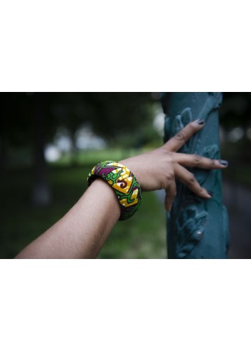 Bracelet en bois et wax coloré