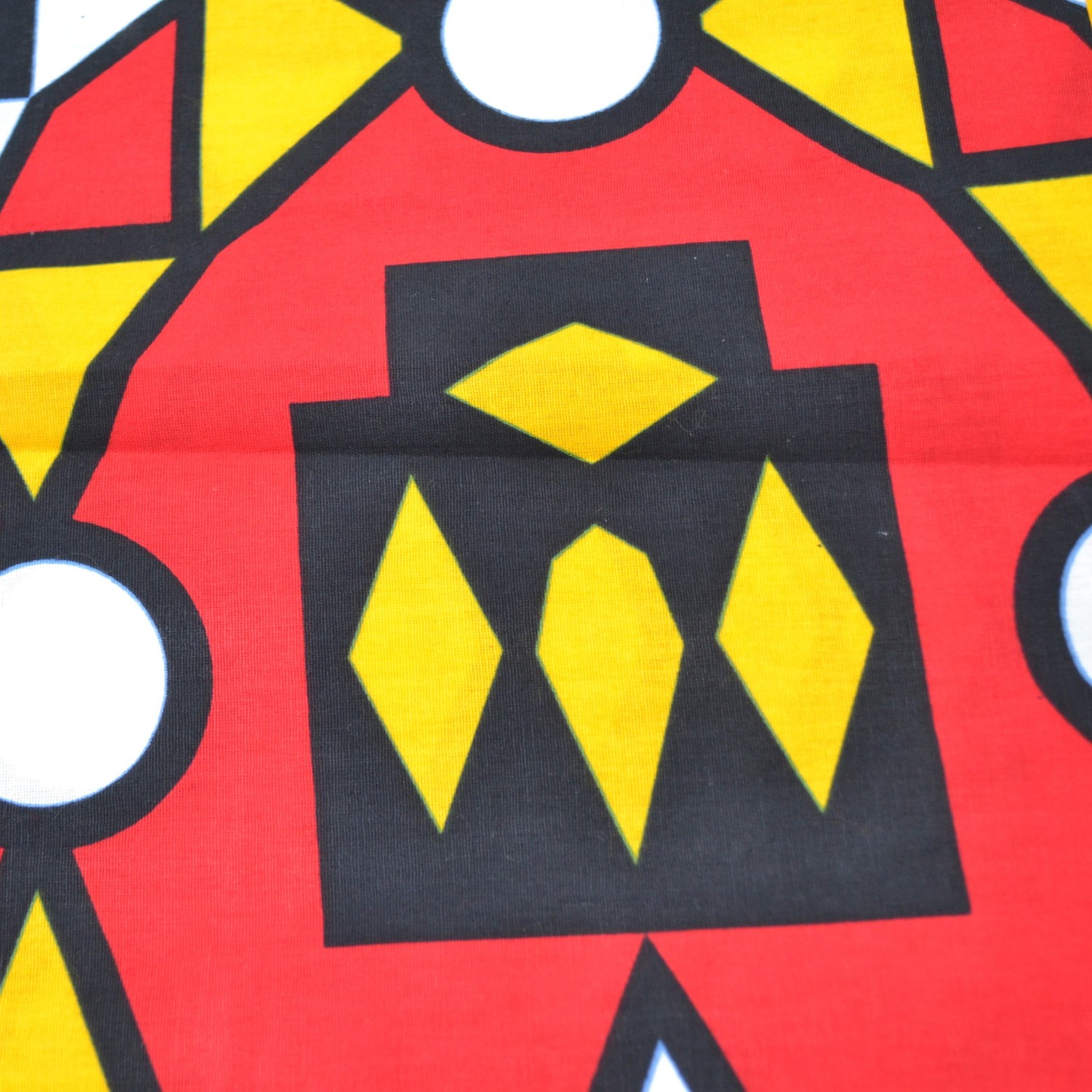 Tissu Wax jaune et rouge au mètre - PREMIUM