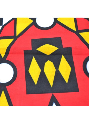 Tissu Wax jaune et rouge au mètre - PREMIUM