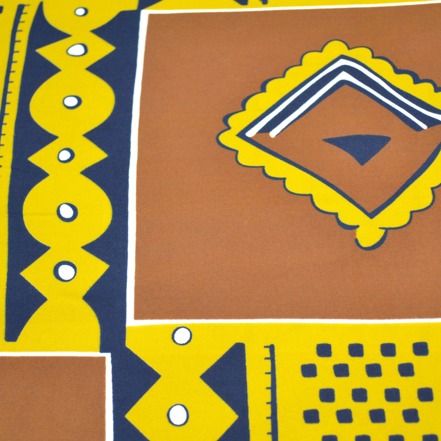 Tissu wax jaune et marron au mètre - PREMIUM