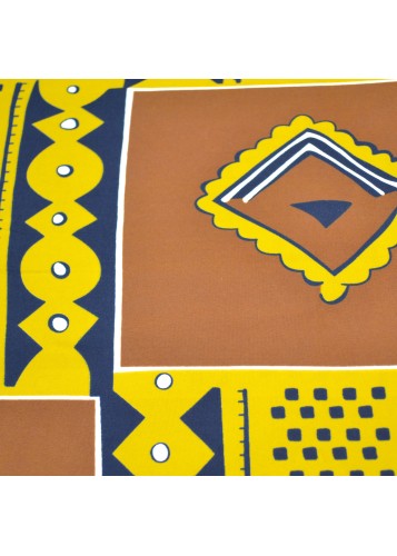 Tissu wax jaune et marron au mètre - PREMIUM