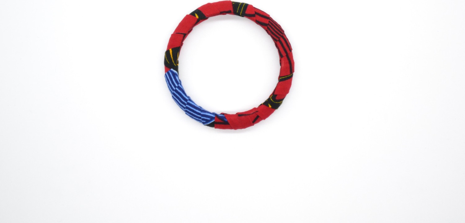 Bracelet en wax bleu et rouge