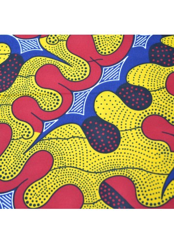Tissu Wax jaune et rouge au Mètre - STANDARD