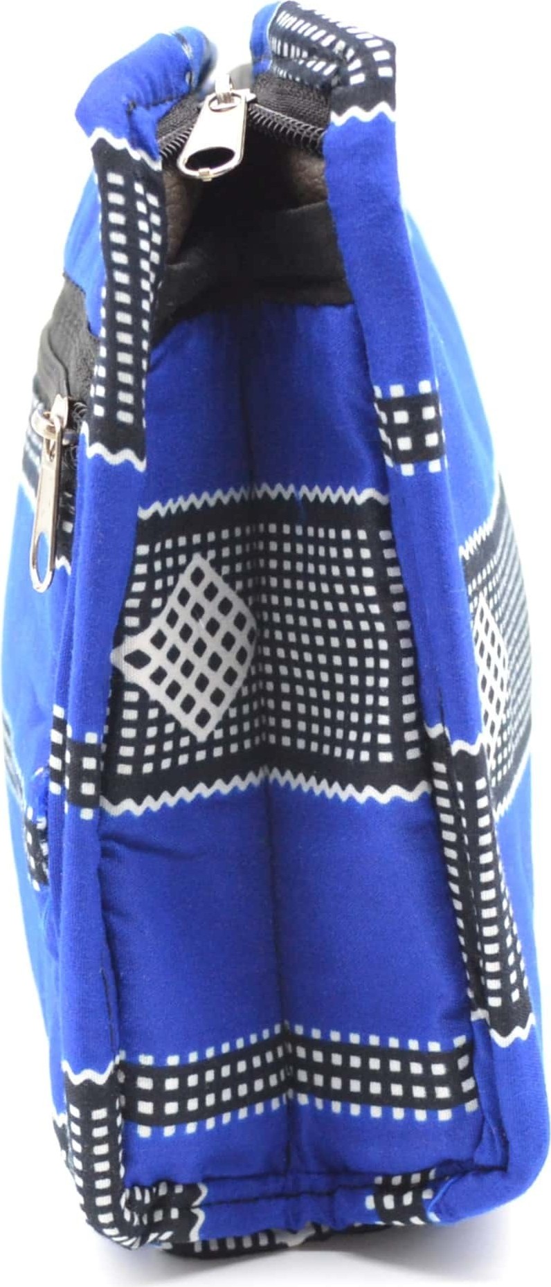 Trousse de toilette en tissu wax bleue et grise