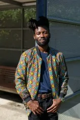 Veste Bombers vert, jaune et rouge en tissu Wax - HOMME Veste Bombers vert, jaune et rouge en tissu Wax - HOMME