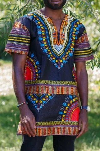 Chemise en wax motif Daïshiki