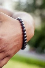 Bracelet léger en perles noires Onyx