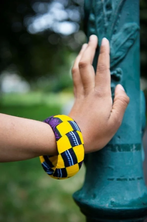 Bracelet ethnique rond en wax multicolore