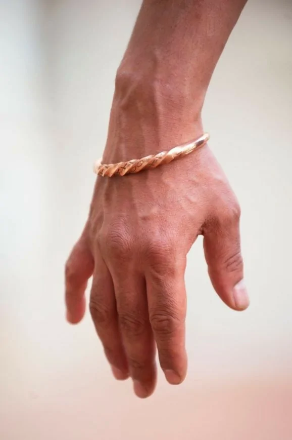 Bracelet ethnique en cuivre, Bracelet jonc