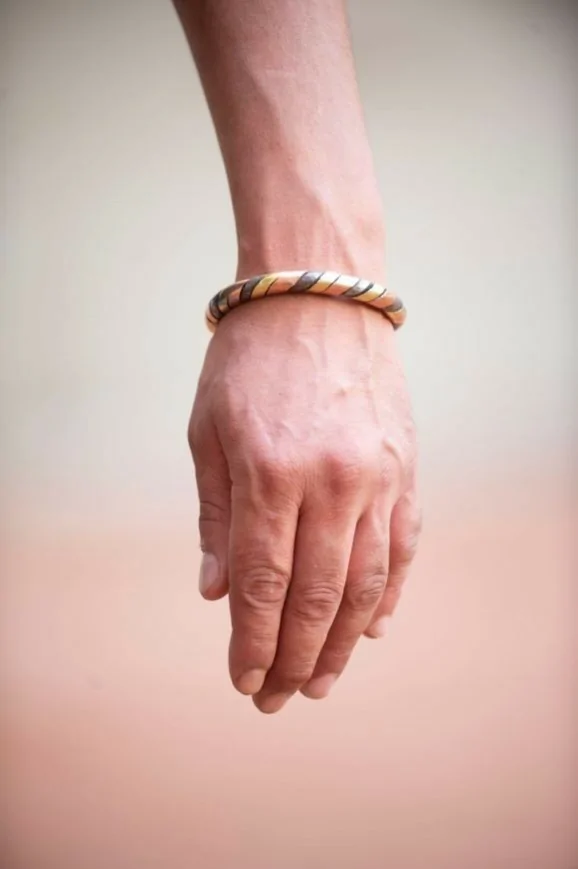 Bracelet ethnique en laiton, cuivre et acier, Bracelet jonc
