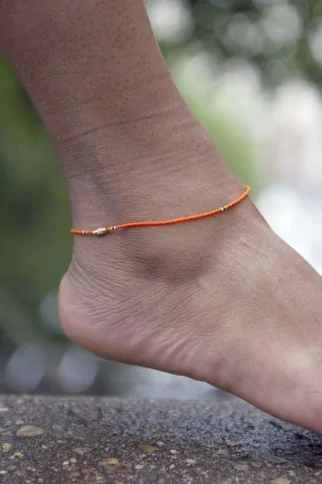 Bracelet de perles oranges pour chevilles