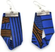 Boucles d'oreilles bleues en tissu africain