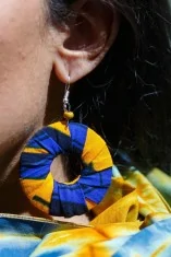 Boucles d'oreilles vertes en tissu wax