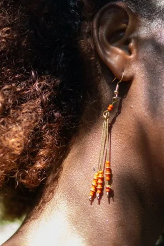 Boucles d'oreilles pendantes gouttes cabochons * wax * tissu Africain  boubou pagne rouge jaune bleu ethnique boucles fantaisies femme cadeaux  fêtes