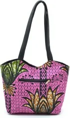 Sac à main artisanal en tissu Wax rose