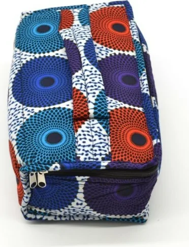 Trousse de toilette grande contenance en tissu wax