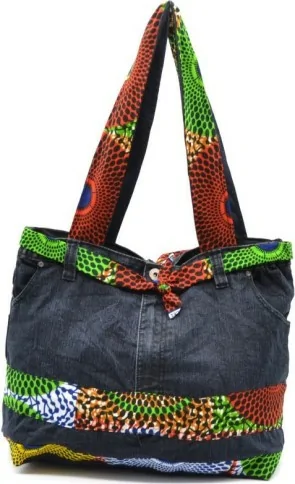 Sac à main artisanal en Jeans et wax Sac à main artisanal en Jeans et wax