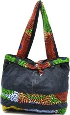 Sac à main artisanal en Jeans et wax