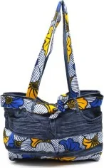 Sac à main artisanal en Jeans et wax