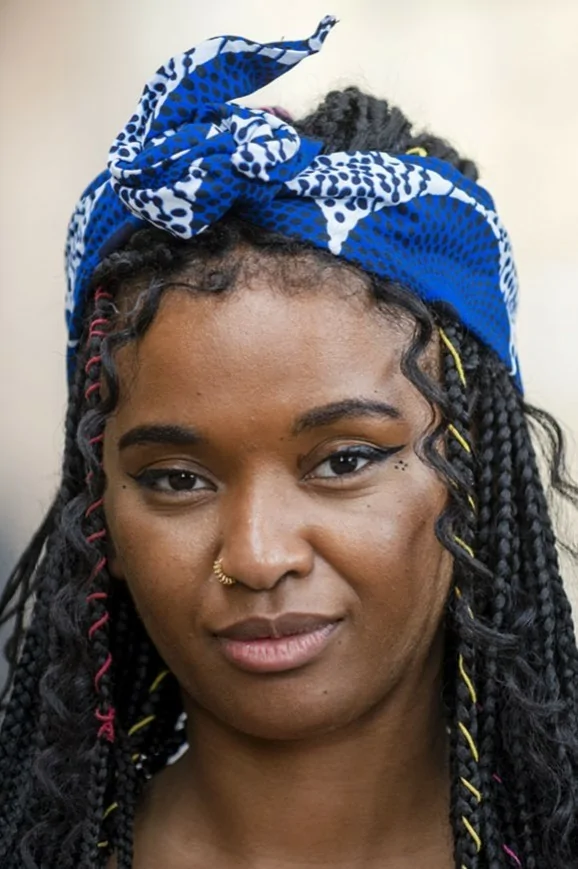 Bandeau en Wax bleu et blanc ajustable