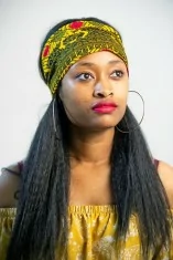 Bandeau en Wax bleu et blanc