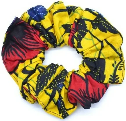 Chouchou jaune en tissu Wax