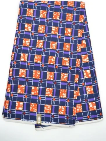 Tissu Wax violet et orange au Mètre - STANDARD