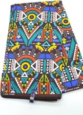 Tissu Wax jaune et rouge au mètre - PREMIUM