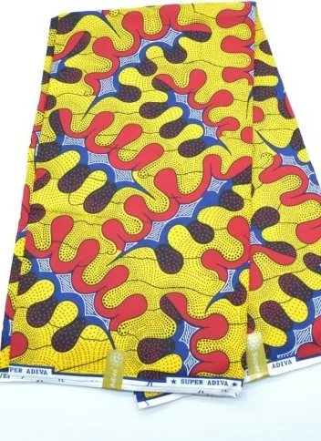 Tissu Wax jaune et rouge au Mètre - STANDARD